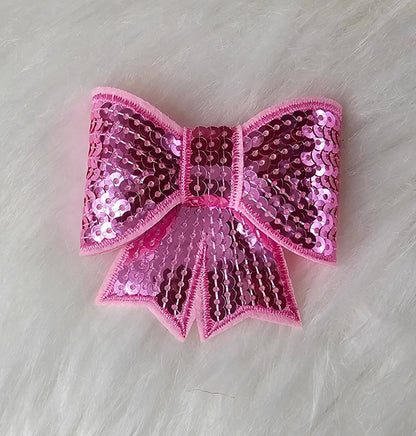 Scratch Decor - Small Sequin Bow Iron On Patch