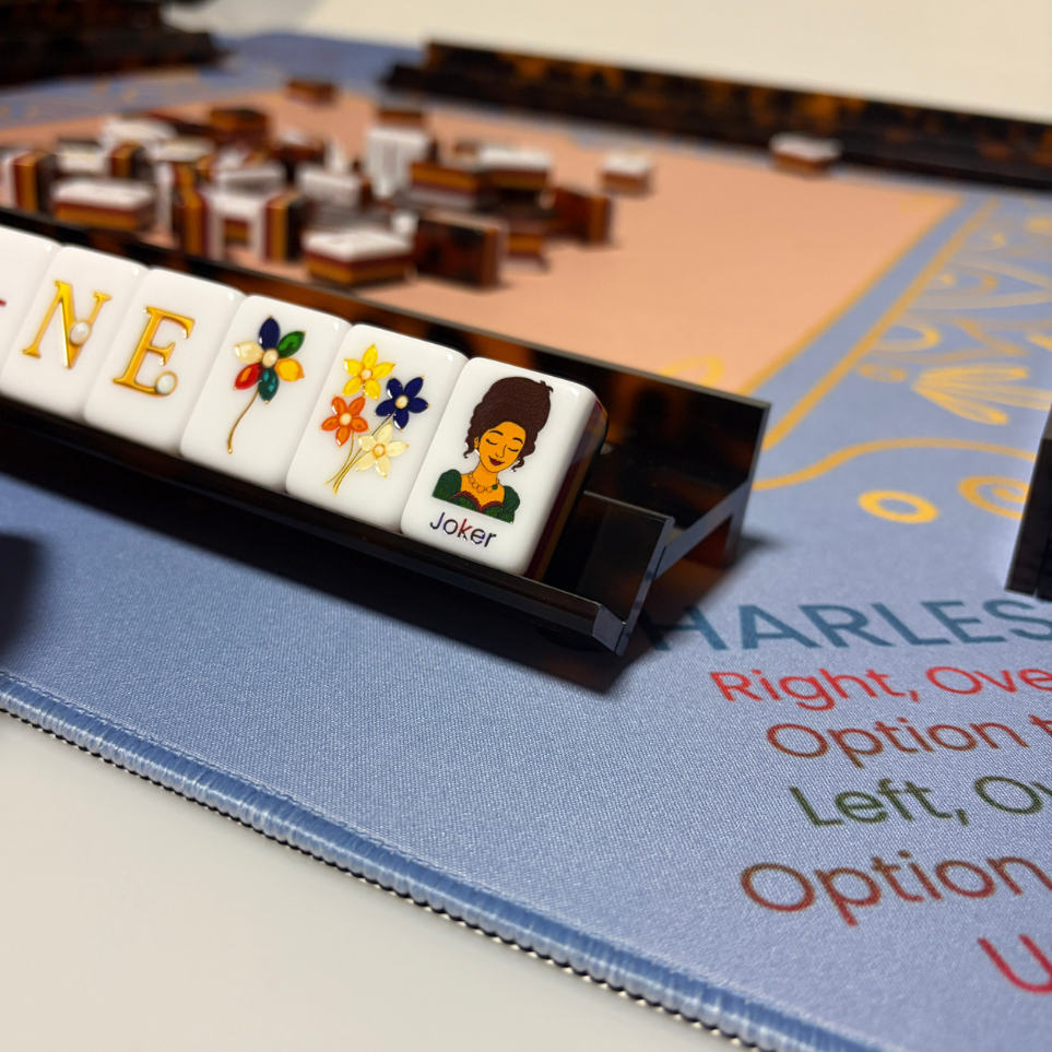 Mahjong Studios - Luxury Handmade Tortoise Shell Acrylic Mahjong Racks and Pushers Set of 4