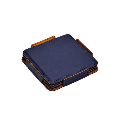 Creative Gifts International Inc. - Set Of 4 Leatherette Coasters - Navy