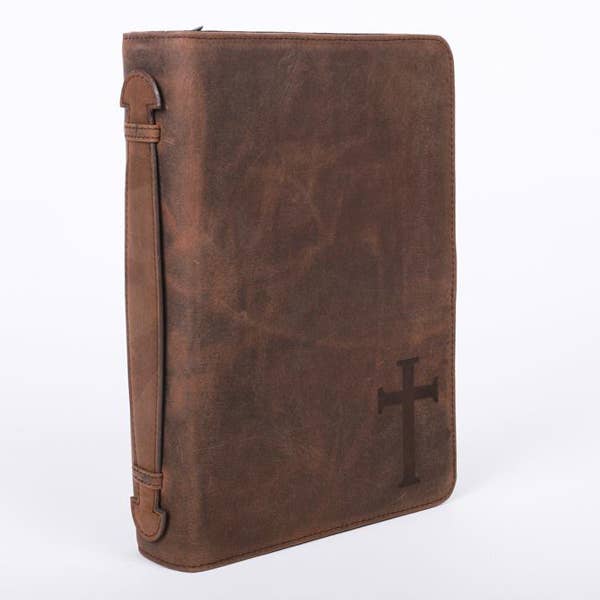 Swanson Christian Products - Bible Cover - Buffalo Leather - Cross - L