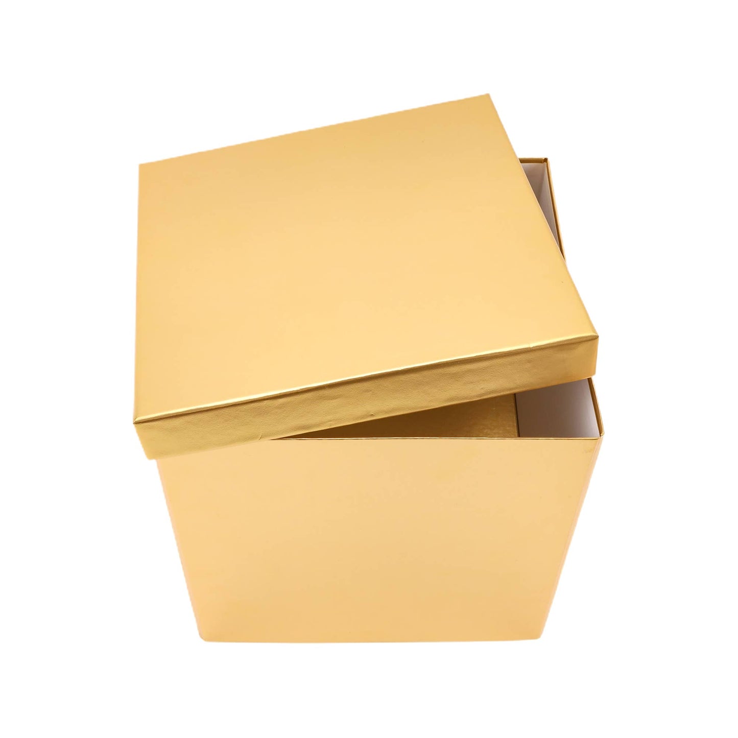 LA Ribbons Wholesale - 9"x 9"x 9" Collapsable Gift Box w/ Removable Lid | Matte Gold