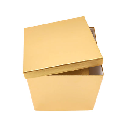 LA Ribbons Wholesale - 9"x 9"x 9" Collapsable Gift Box w/ Removable Lid | Matte Gold
