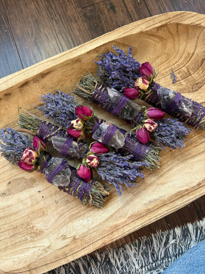 CharlieHaze - Amethyst, Sage, Rosemary, Lavender and Wild Flower Smudge