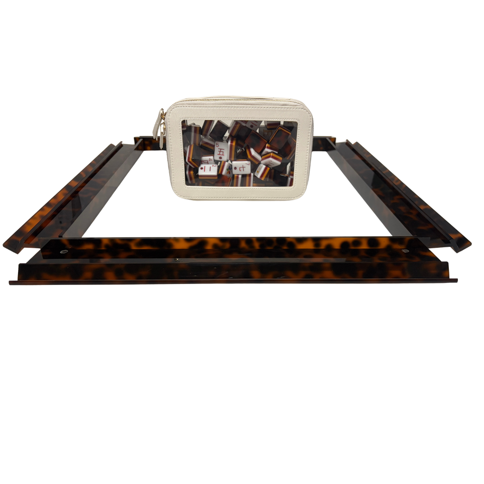 Mahjong Studios - Luxury Handmade Tortoise Shell Acrylic Mahjong Racks and Pushers Set of 4