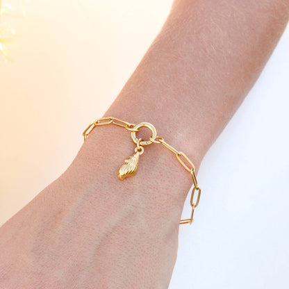 WJW - Stainless Steel Paperclip with Charm Keeper Chain Bracelet