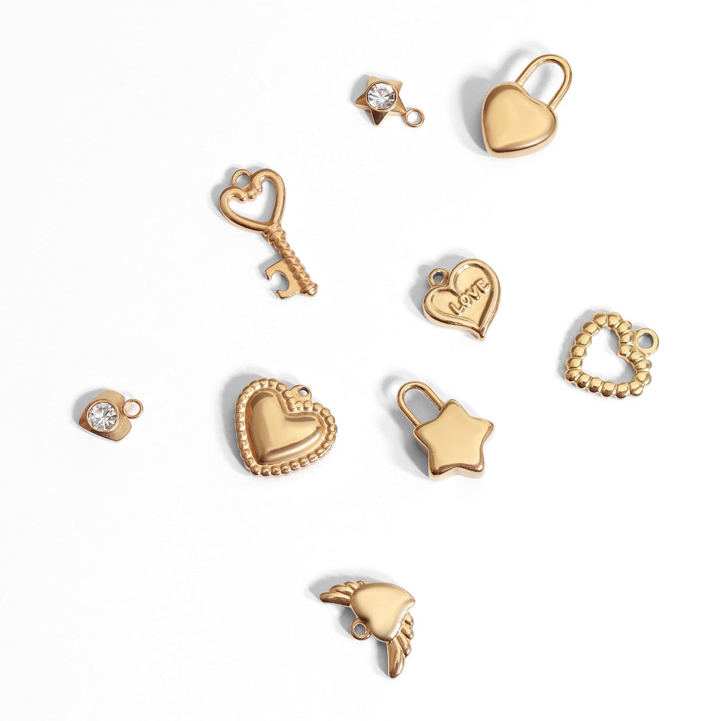 WJW - 18K Gold PVD Stainless Steel Star Padlock Charm