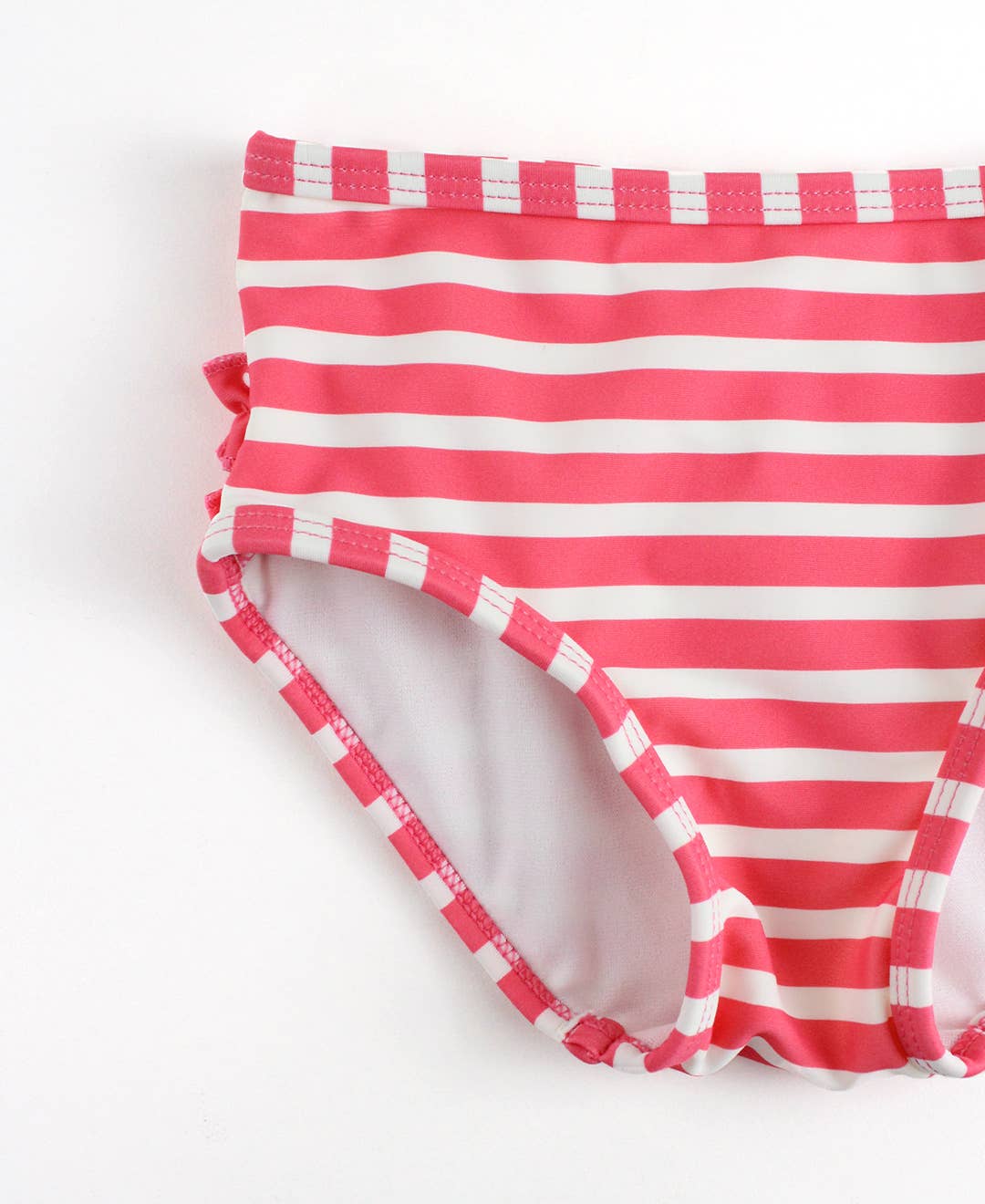 RuffleButts + RuggedButts - Girls Hot Pink Heart Polka Dot Long Sleeve Rash Guard 2-Piece Swimsuit with Signature Rear Ruffles