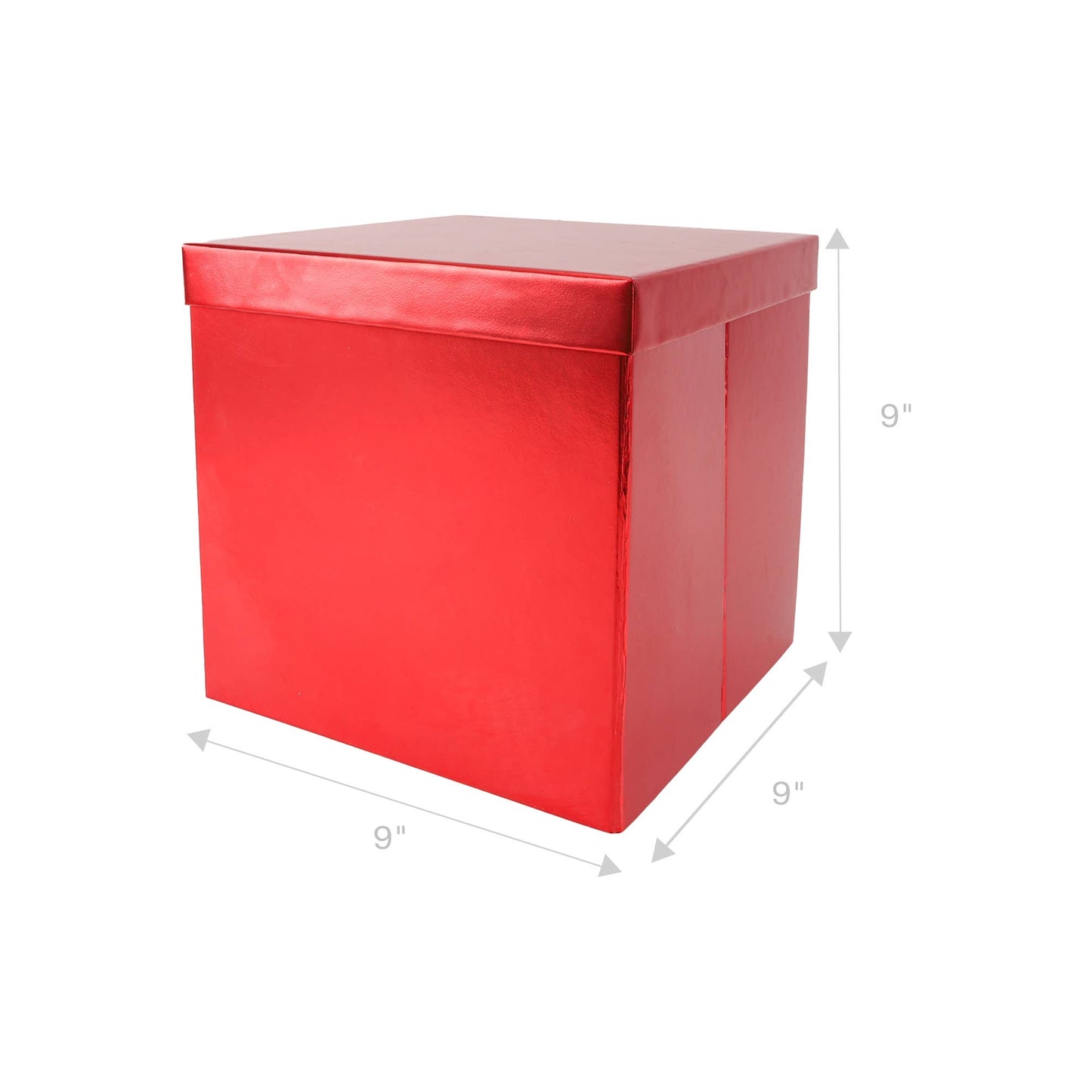 LA Ribbons Wholesale - 9"x 9"x 9" Collapsable Gift Box w/ Removable Lid | Matte Red