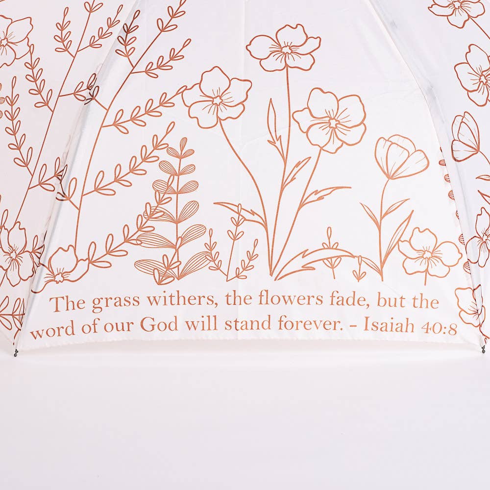 Swanson Christian Products - Compact Umbrella - Isaiah 40:8 Wildflowers