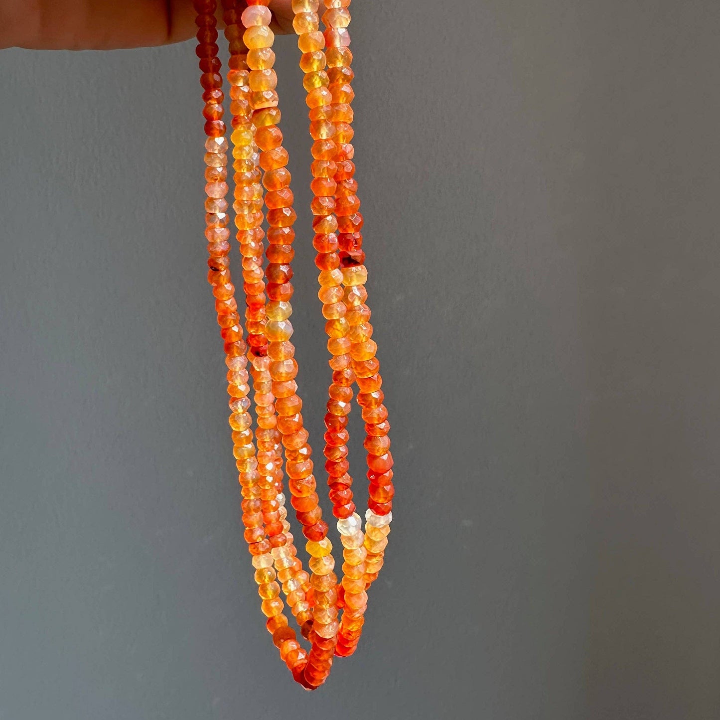Anokhi Green | Handmade Gemstone Jewelry - Carnelian Necklace | Orange Ombre Beads | Gifts for Women