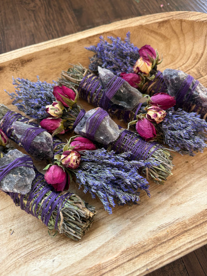 CharlieHaze - Amethyst, Sage, Rosemary, Lavender and Wild Flower Smudge