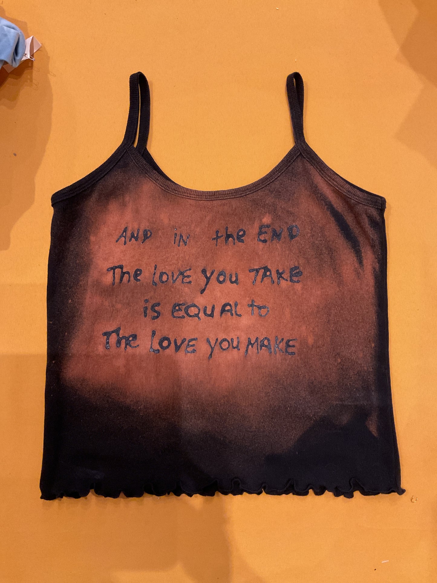 Catmaid black bleach dye tank top