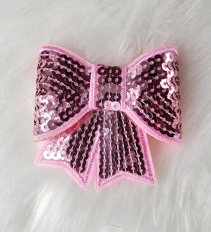 Scratch Decor - Small Sequin Bow Iron On Patch