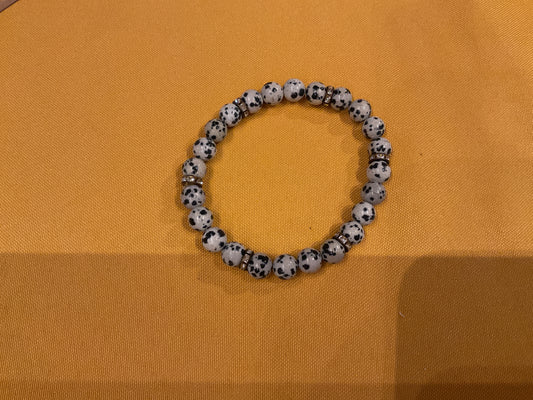 Dalmatian jasper bead bracelet