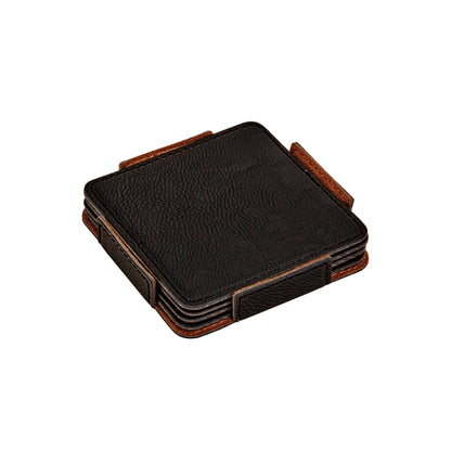 Creative Gifts International Inc. - Set Of 4 Leatherette Coasters - Black