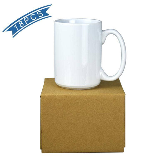 ARTONUSA - 15 OZ Sublimation Coated Blank Mug with Brown Mail Order Box