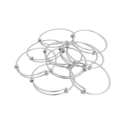 WJW - 10 Pack - 75mm Stainless Steel Expandable Bangle Bracelets