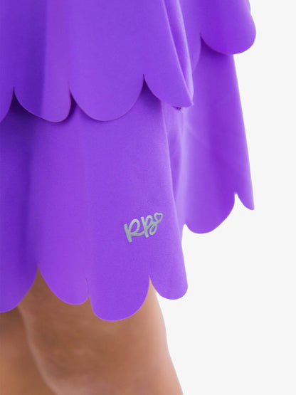 RuffleButts + RuggedButts - Girls Neon Purple Active Tiered Flare Skort