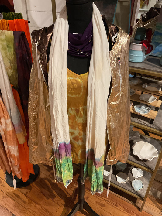 Catmaid tie dye green,blue,purple silk scarf