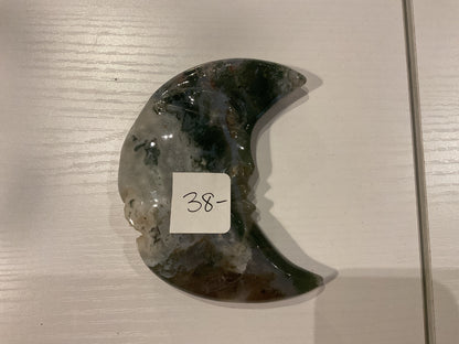 Moss agate half moon