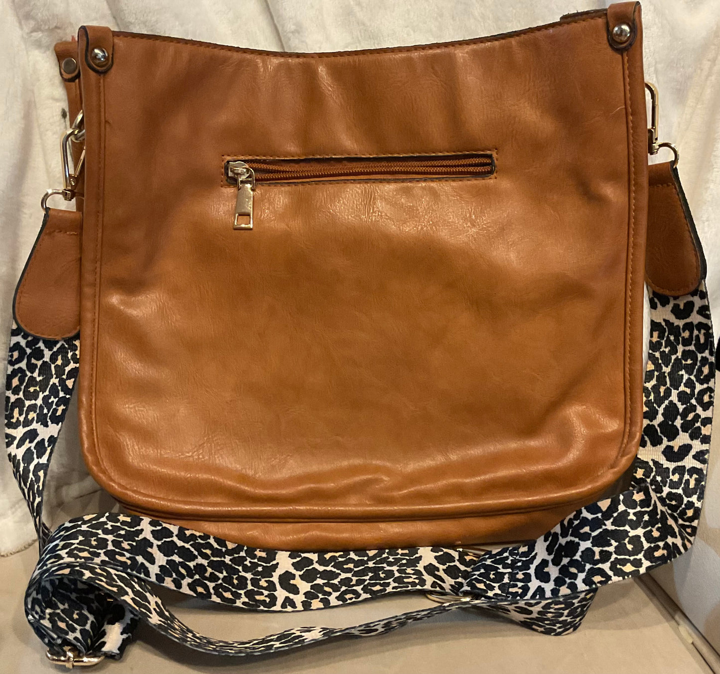 Tan purse leopard print strap