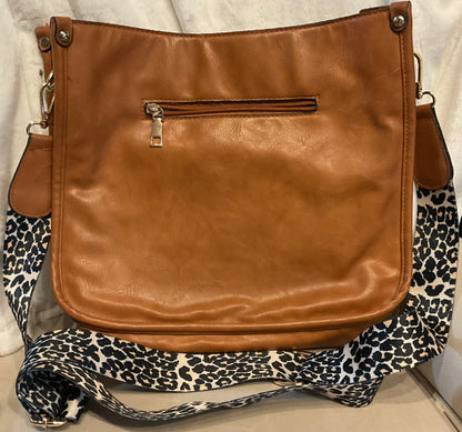 Tan purse leopard print strap