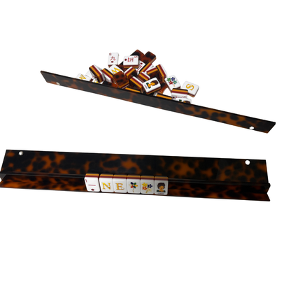 Mahjong Studios - Luxury Handmade Tortoise Shell Acrylic Mahjong Racks and Pushers Set of 4