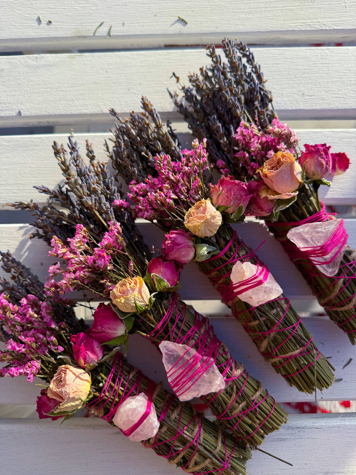 CharlieHaze - Rose Quartz, Rosemary, Sage, and Lavender Smudge Stick