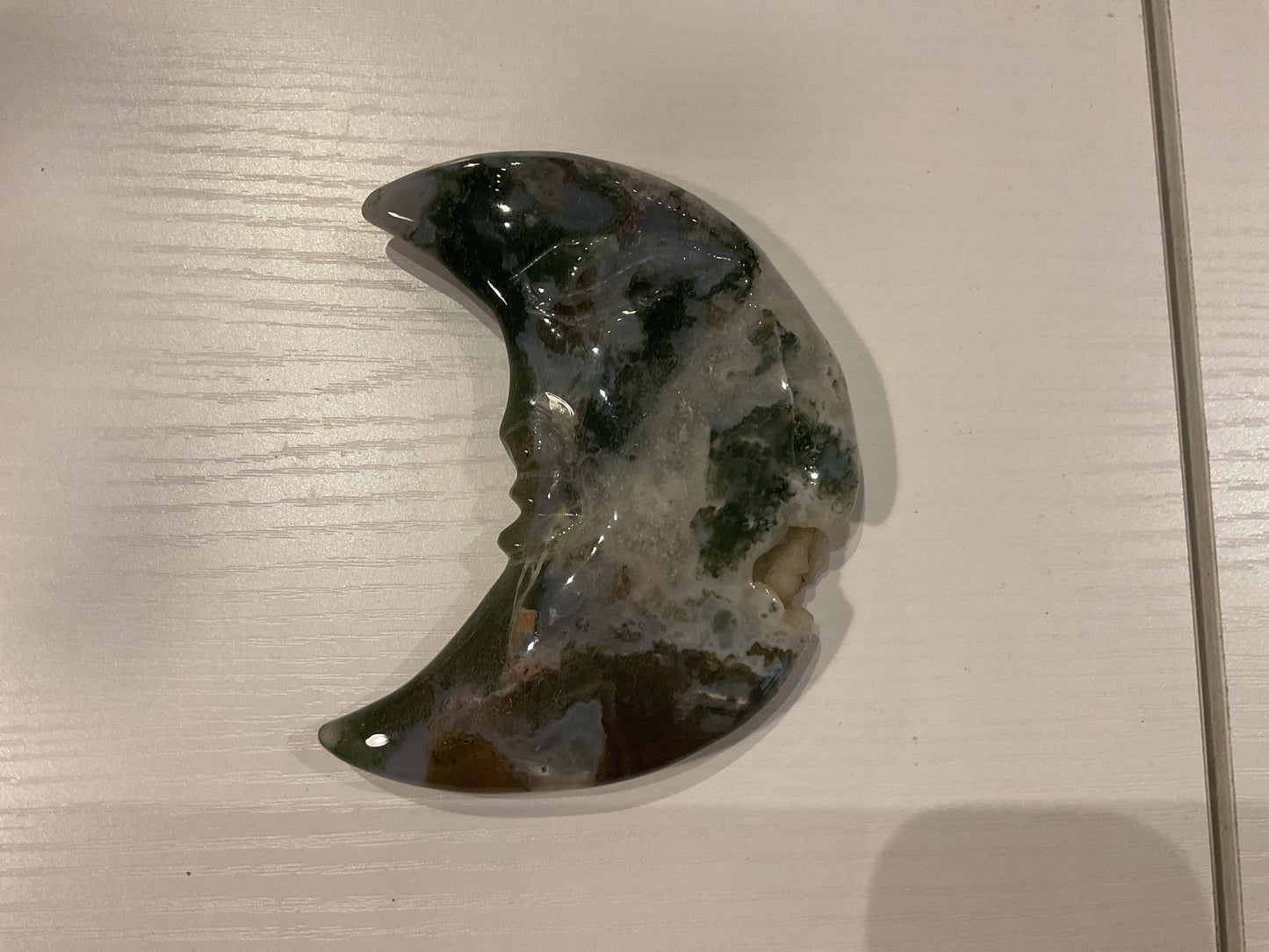 Moss agate half moon