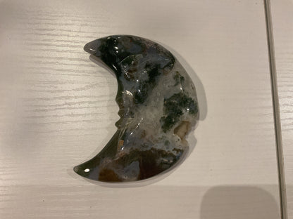 Moss agate half moon