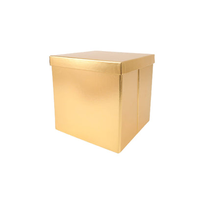LA Ribbons Wholesale - 9"x 9"x 9" Collapsable Gift Box w/ Removable Lid | Matte Gold