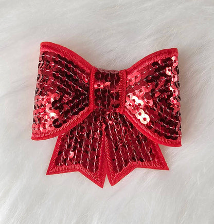 Scratch Decor - Small Sequin Bow Iron On Patch