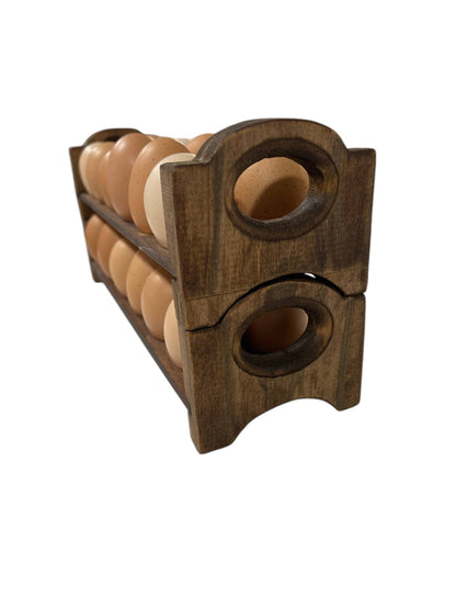 Rustic Haven Decor - Layer Egg Tray Holder Countertop - Wooden Rack Stackable.