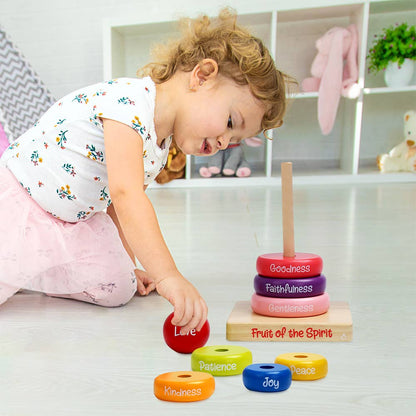 Swanson Christian Products - Wooden Puzzle - Stacking Rings - Fruit of the Spirit