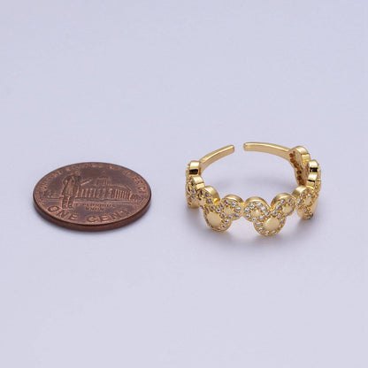 Aim Eternal - Clear Micro Paved CZ Mouses Adjustable Gold Ring | O-185