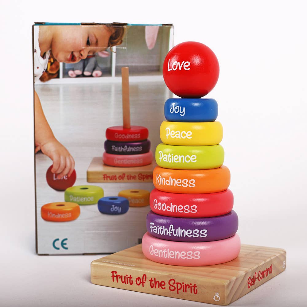 Swanson Christian Products - Wooden Puzzle - Stacking Rings - Fruit of the Spirit