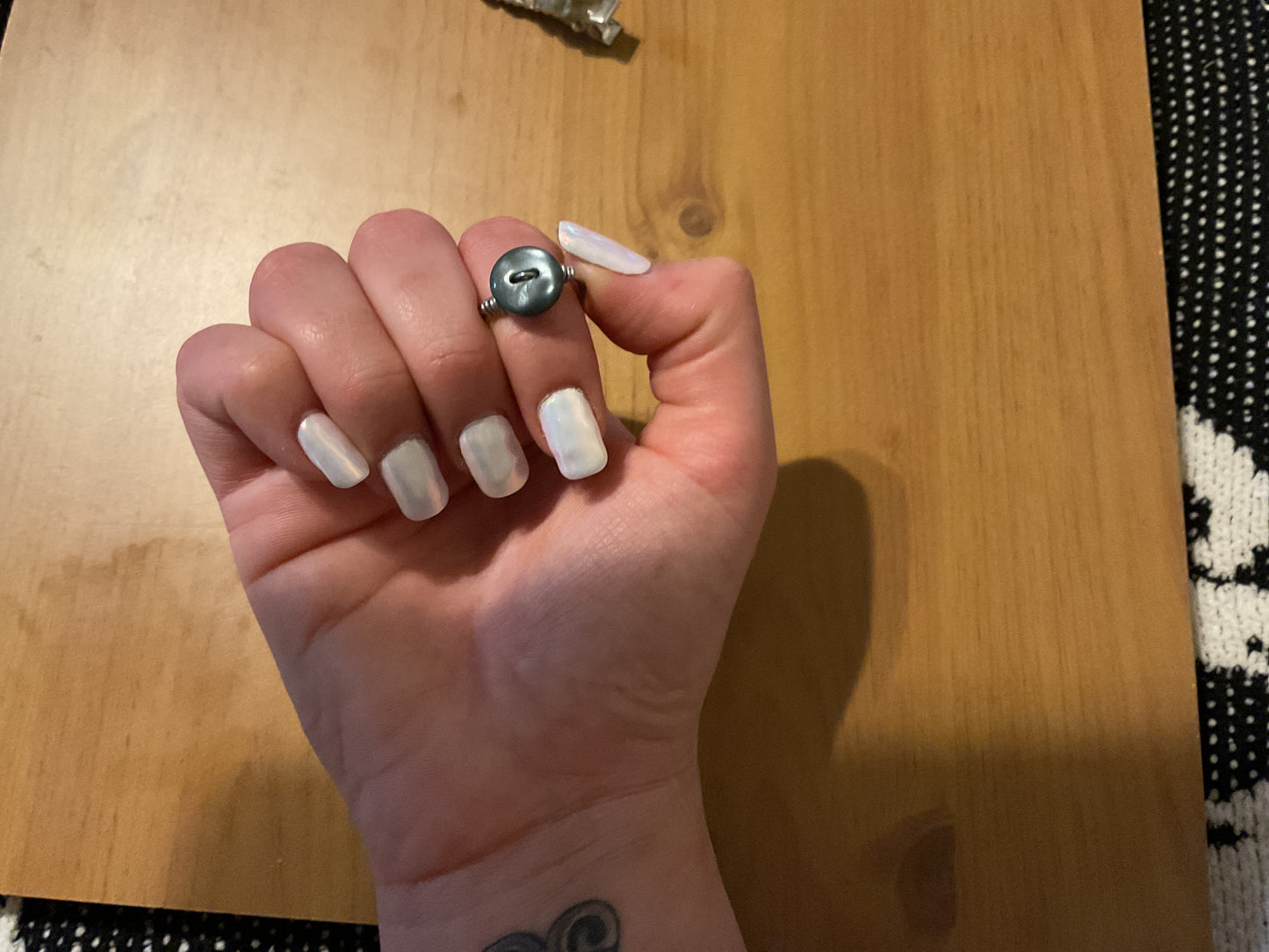 Handmade button ring size 6 1/2