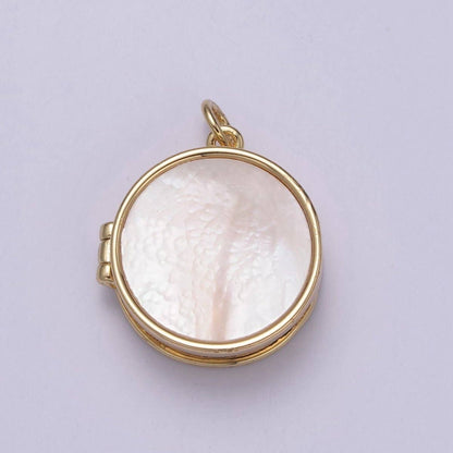 Aim Eternal - Pearl Locket Charm Necklace 14k Gold Filled Round Locket for Photo Necklace • Pearl Jewelry Supply W-192