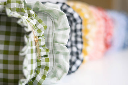 Mugsby - Gingham Ruffle Zipper Pouch Embroidery Friendly Cosmetic Bag