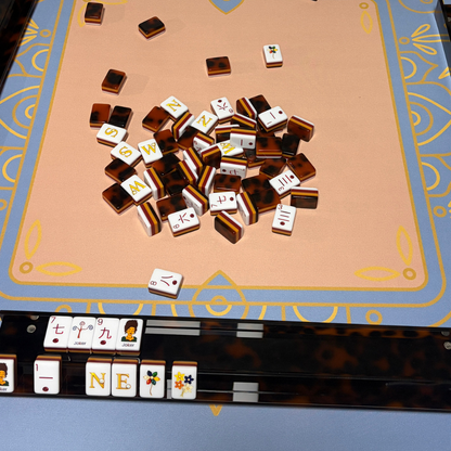 Mahjong Studios - Luxury Handmade Tortoise Shell Acrylic Mahjong Racks and Pushers Set of 4
