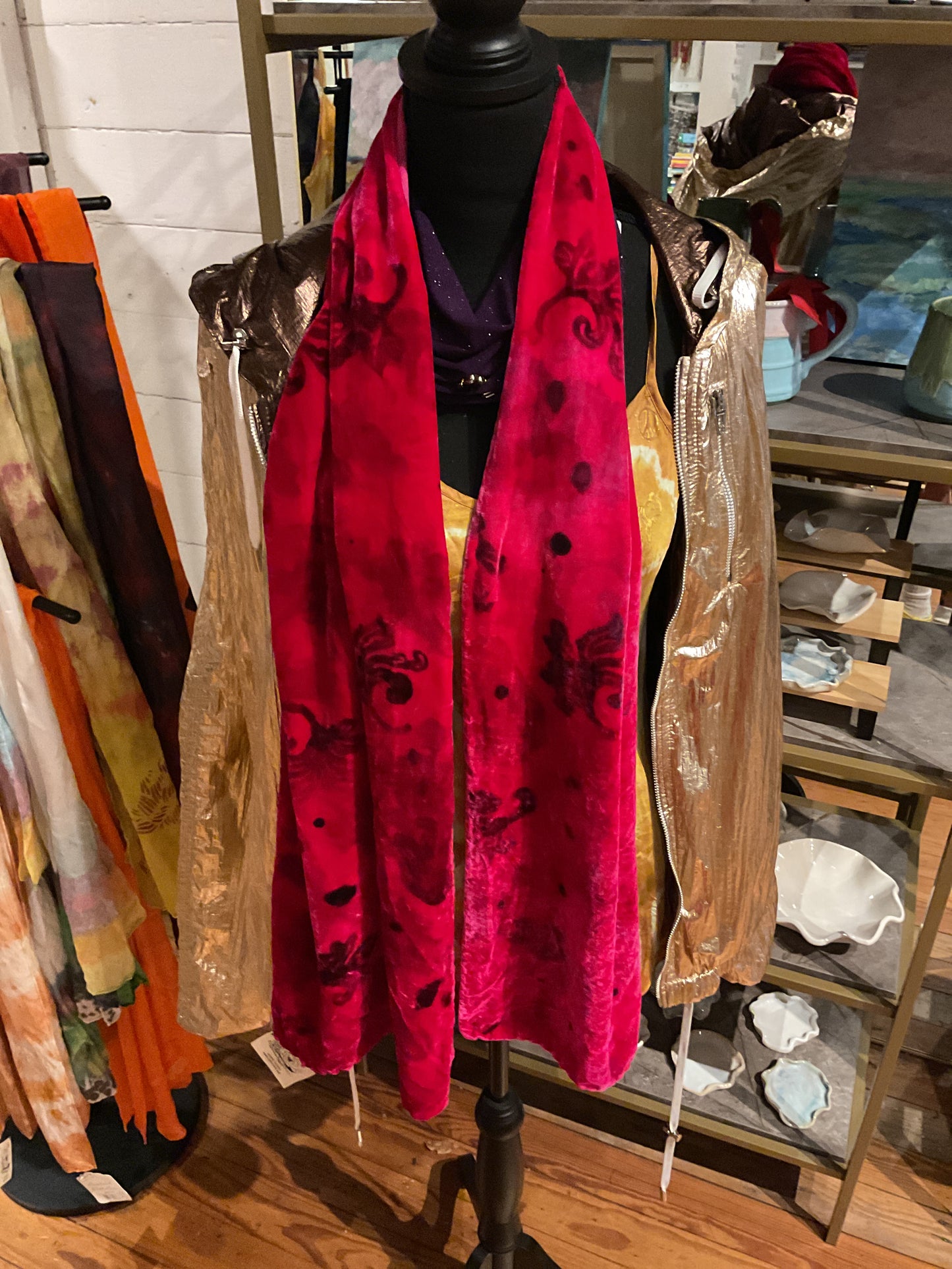 Catmaid pink velvet scarf