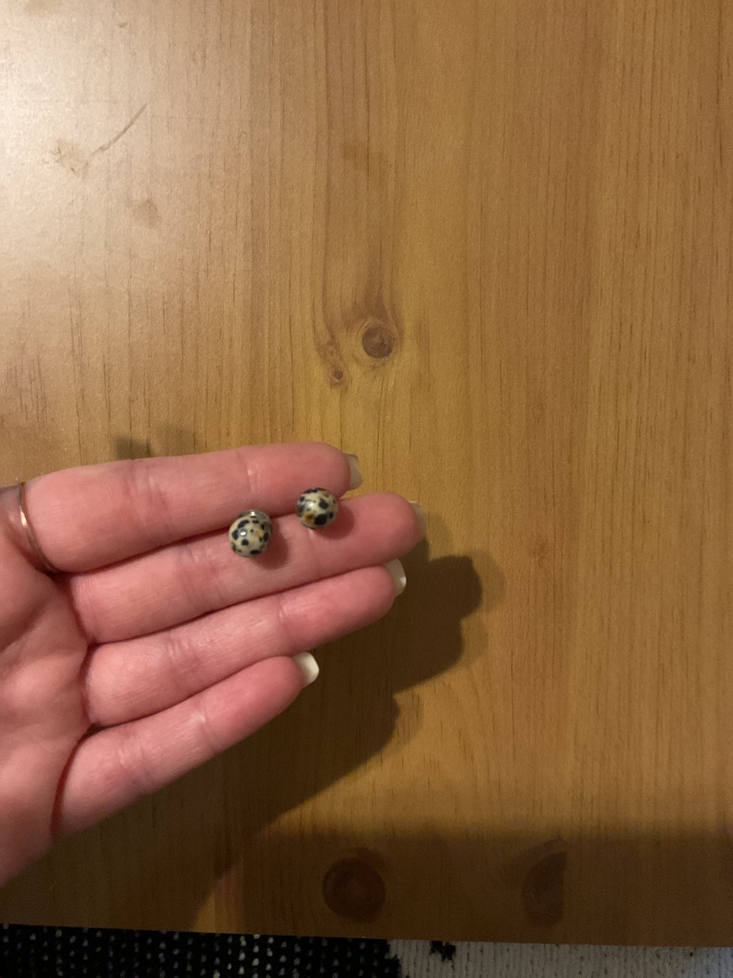 Handmade dalmatian jasper stud earrings