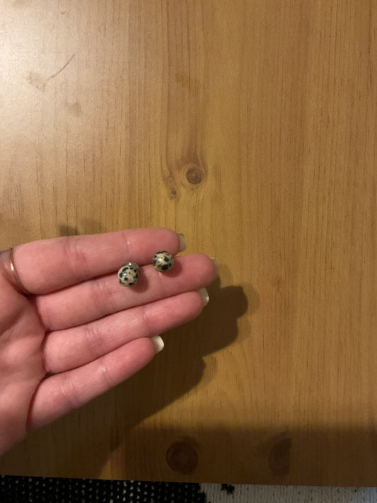 Handmade dalmatian jasper stud earrings
