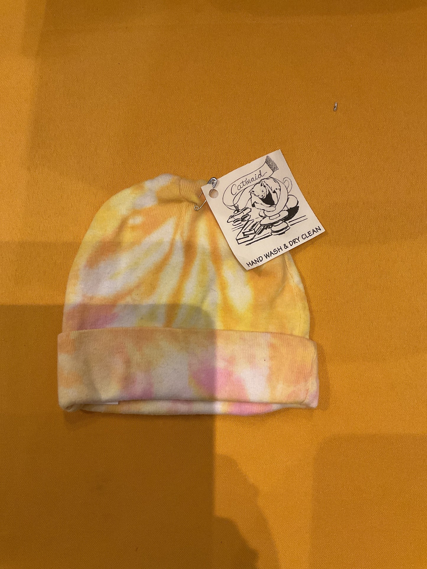 Catmaid tie dye pink,yellow kids hat
