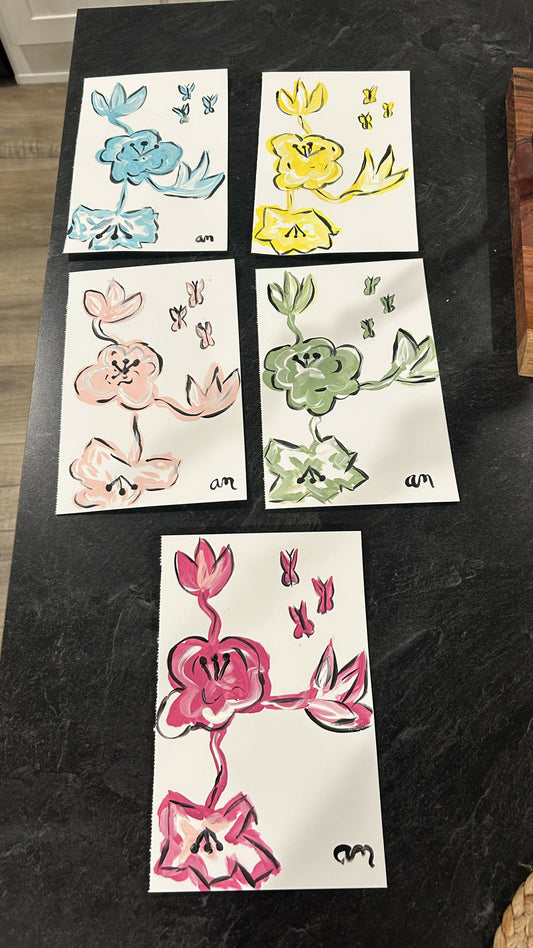 Mini flower and sea paintings