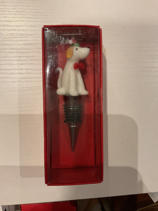 Dog Christmas bottle stopper