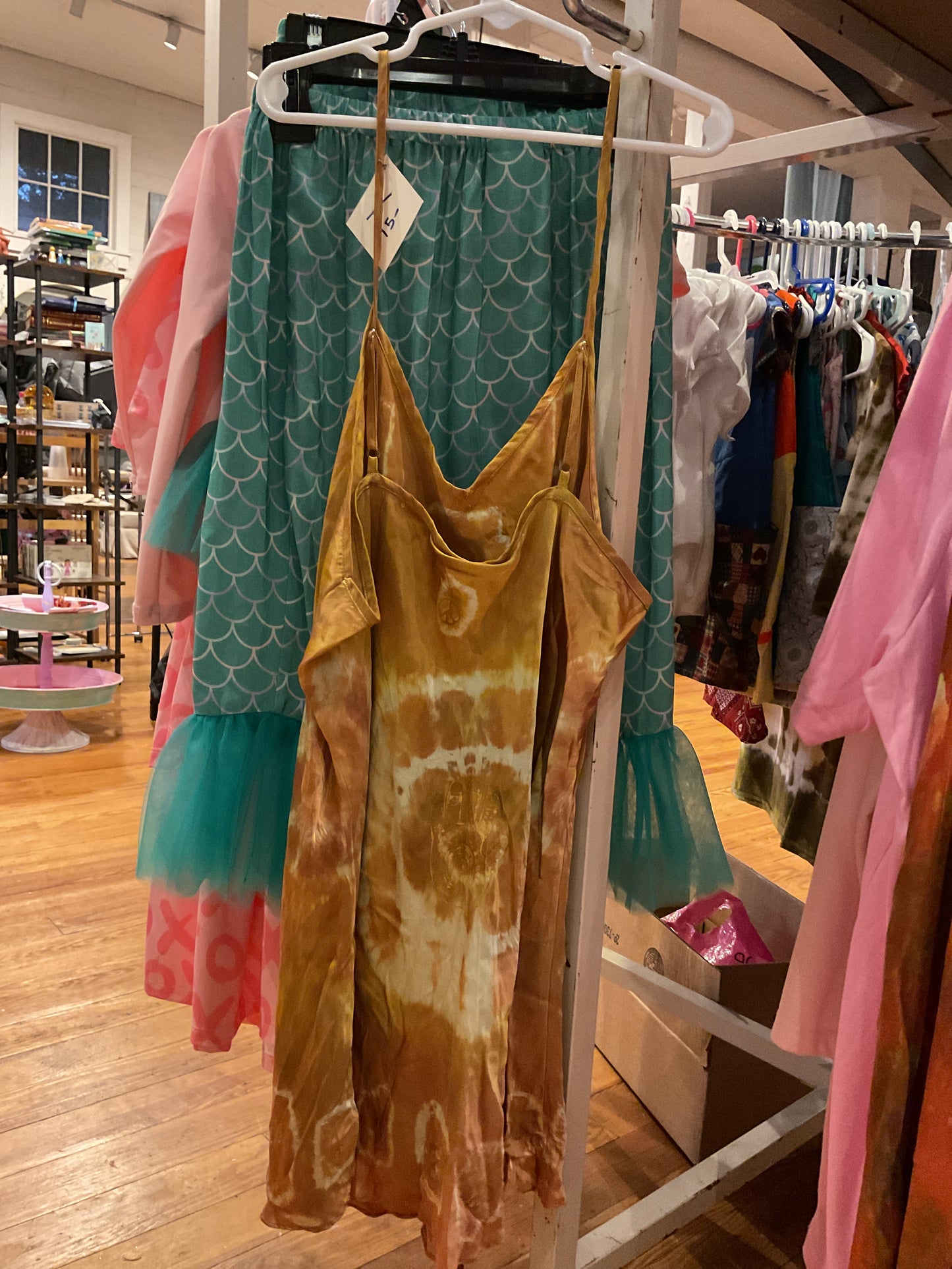 Caitmaid yellow tie dye silk tank top