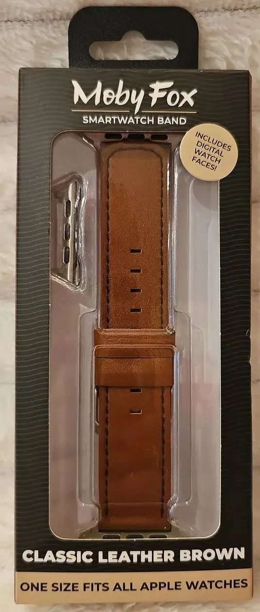 Moby Fox, smart watch band premium leather. One size fits all Apple watches.