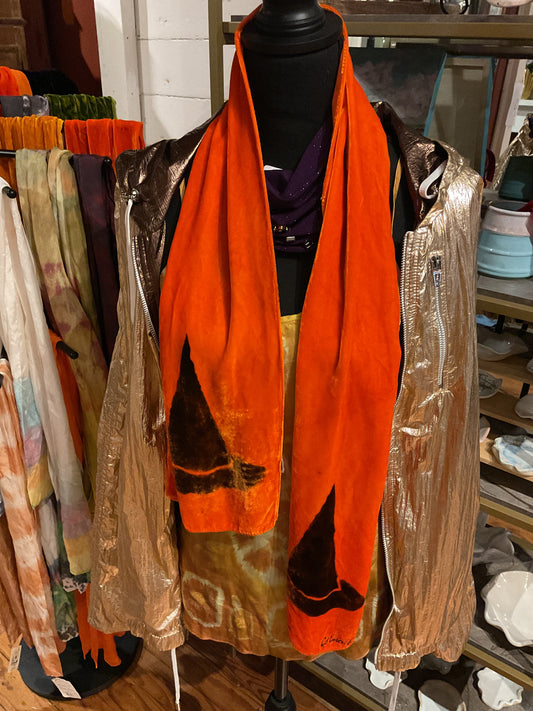 Catmaid orange velvet scarf