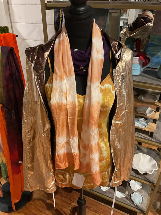 Catmaid tie dye peach silk scarf
